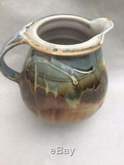 STEVEN HILL Large Vintage MELON Stoneware Pitcher Studio Potter