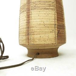 STONEWARE Studio Pottery Incised Earthy Table Signed LAMP Vtg MID CENTURY 1979
