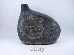 Scandinavian Vase, Studio Handcrafted Art Pottery P. O, The shape of a seated cat