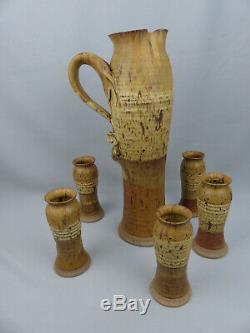 Scarce Vintage Thomas Reece Pennsylvania MCM Studio Art Pottery Pitcher Set