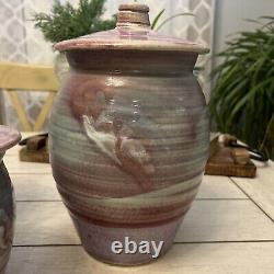 Set 3 Vintage Studio Pottery Canisters Gary Timinsky California Pastels Perfect