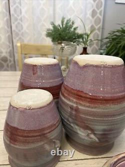 Set 3 Vintage Studio Pottery Canisters Gary Timinsky California Pastels Perfect
