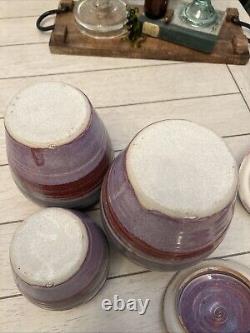 Set 3 Vintage Studio Pottery Canisters Gary Timinsky California Pastels Perfect