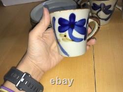 Set 6 Vtg Handmade Ceramic Japanese Stoneware Studio Pottery Coffee Mugs Cups