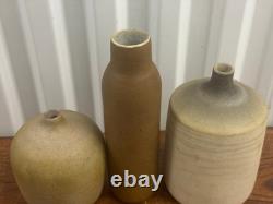 Set Of 3 Vintage Mid Century Studio Art Pottery Vases