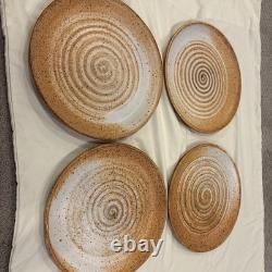 Set Of 4 Deep South Pottery Company 10.5 Dinner Plates Vintage Handmade