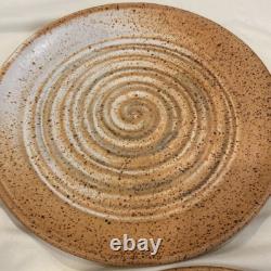 Set Of 4 Deep South Pottery Company 10.5 Dinner Plates Vintage Handmade