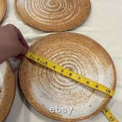 Set Of 4 Deep South Pottery Company 10.5 Dinner Plates Vintage Handmade