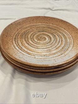 Set Of 4 Deep South Pottery Company 10.5 Dinner Plates Vintage Handmade