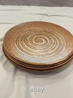 Set Of 4 Deep South Pottery Company 10.5 Dinner Plates Vintage Handmade
