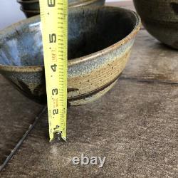 Set Of 5 Mid Century Vintage Studio Pottery Bowls Signed David'75 Ceramic Mcm