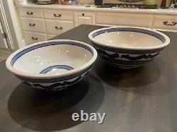 Set of 2 Robert Farmer Studio Pottery Large Serving Bowls Signed 10 And 11 134