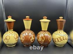 Set of 4 Studio Art Pottery Vases with Lids Wheel-Thrown Handcrafted
