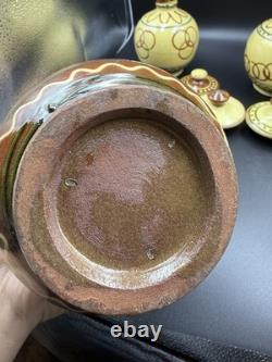 Set of 4 Studio Art Pottery Vases with Lids Wheel-Thrown Handcrafted