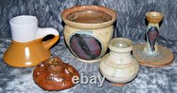 Set of 5 Vintage Australian Studio Pottery Signed Berry 1960s MCM Stoneware