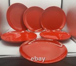 Set of 6 Baldelli Italy 10.75Red Dinner Plates MidCentury Modern Studio Pottery