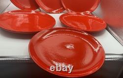 Set of 6 Baldelli Italy 10.75Red Dinner Plates MidCentury Modern Studio Pottery