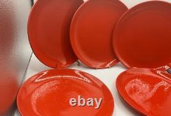 Set of 6 Baldelli Italy 10.75Red Dinner Plates MidCentury Modern Studio Pottery