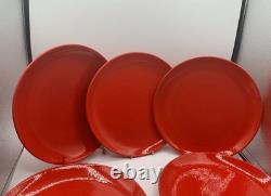Set of 6 Baldelli Italy 10.75Red Dinner Plates MidCentury Modern Studio Pottery