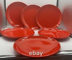 Set of 6 Baldelli Italy 10.75Red Dinner Plates MidCentury Modern Studio Pottery