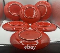 Set of 6 Baldelli Italy 10.75Red Dinner Plates MidCentury Modern Studio Pottery