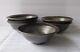 Set of Six Vintage Studio Art Pottery Soup / Rice Bowls Gray