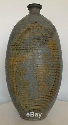 Sharp Vintage 60s 70s Ribbed Studio Pottery Vase Vessel Mid Century Modern Deyoe