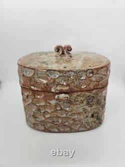 Shino Glaze Lidded Jar, Thumbprint, Signed, Art Pottery, Stunning Design