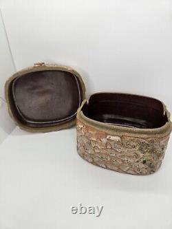 Shino Glaze Lidded Jar, Thumbprint, Signed, Art Pottery, Stunning Design