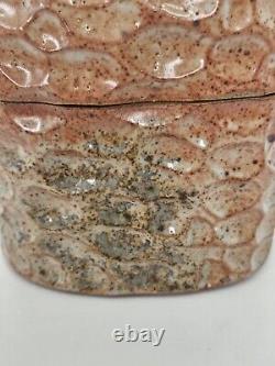 Shino Glaze Lidded Jar, Thumbprint, Signed, Art Pottery, Stunning Design
