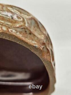 Shino Glaze Lidded Jar, Thumbprint, Signed, Art Pottery, Stunning Design