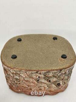 Shino Glaze Lidded Jar, Thumbprint, Signed, Art Pottery, Stunning Design