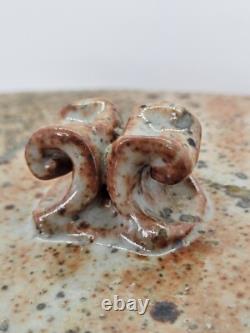Shino Glaze Lidded Jar, Thumbprint, Signed, Art Pottery, Stunning Design