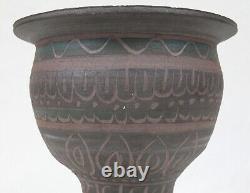 Signed 1977 Vintage Incised Studio Pottery Large Vase Footed Bowl Mid Century