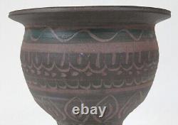 Signed 1977 Vintage Incised Studio Pottery Large Vase Footed Bowl Mid Century