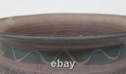 Signed 1977 Vintage Incised Studio Pottery Large Vase Footed Bowl Mid Century