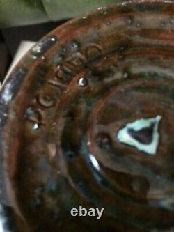 Signed PC or PG 1970 Unusual Vintage Studio Pottery vase glazed