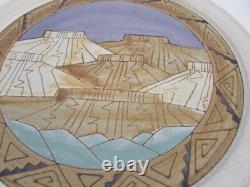 Signed Southwest Mesa Landscape Large 14 Art Studio Stoneware Pottery Plate