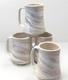 Signed Studio Art Pottery Mugs Ceramic Hand Thrown Boho Swirl Tall Set 4 Vintage