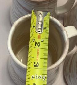 Signed Studio Art Pottery Mugs Ceramic Hand Thrown Boho Swirl Tall Set 4 Vintage