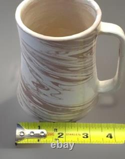 Signed Studio Art Pottery Mugs Ceramic Hand Thrown Boho Swirl Tall Set 4 Vintage