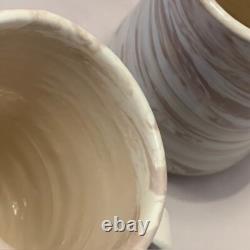 Signed Studio Art Pottery Mugs Ceramic Hand Thrown Boho Swirl Tall Set 4 Vintage