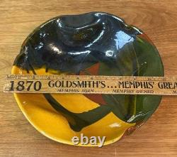 Signed Studio Pottery Bowl Abstract Glaze Art Pottery Rustic Earth Tones
