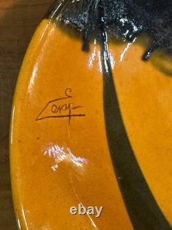 Signed Studio Pottery Bowl Abstract Glaze Art Pottery Rustic Earth Tones