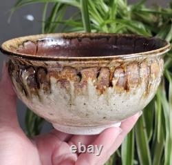 Signed Studio Pottery Farmhouse Speckled Rustic Brown Drip Glaze Bowl Set of 9
