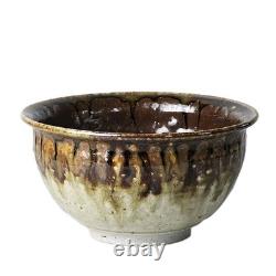 Signed Studio Pottery Farmhouse Speckled Rustic Brown Drip Glaze Bowl Set of 9