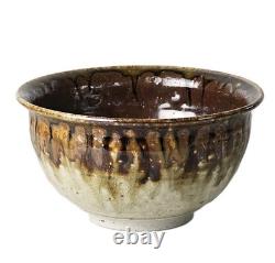 Signed Studio Pottery Farmhouse Speckled Rustic Brown Drip Glaze Bowl Set of 9