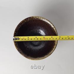 Signed Studio Pottery Farmhouse Speckled Rustic Brown Drip Glaze Bowl Set of 9