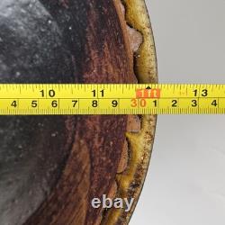 Signed Studio Pottery Farmhouse Speckled Rustic Brown Drip Glaze Bowl Set of 9