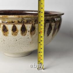 Signed Studio Pottery Farmhouse Speckled Rustic Brown Drip Glaze Bowl Set of 9